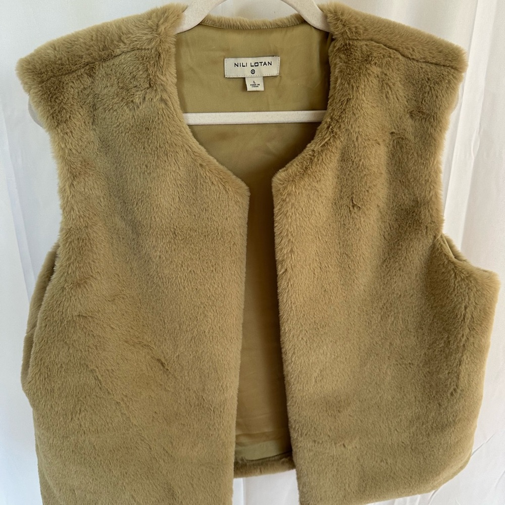 Nili Lotan for Target - Tan Faux Fur Vest Cozy Layering Essential